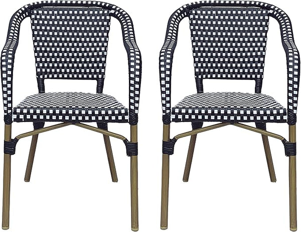 Christopher Knight Home Cecil Bistro Chairs, Black + White + Wood Print - Photo 1