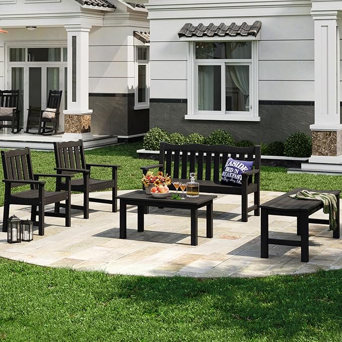 Stoog Outdoor Coffee Table, All-Weather Poly Lumber Patio Side Table, Rectangle End Table for Backyard, Porch, Garden - Photo 2