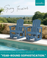 SERWALL Outdoor Glider Chair Set of 4, HDPE Wood-Like Patio Glider Rocker All-Weather Porch Glider for Outside, Blue - Photo 8