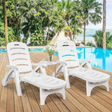 COSTWAY 2PCS Folding Chaise Lounge with Wheels, 5-Position Adjustable Recliner for Sunbathing, Seaside (White) - Photo 1