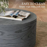UPHA 28" Round Outdoor Coffee Table, Modern Hollow Concrete Patio Table - Photo 4