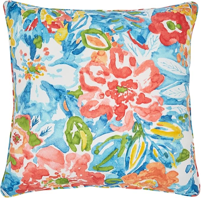 BrylaneHome 20" Square Throw Pillow - Patio & Outdoor - Water, Stain & Fade Resistant - Poppy Blue - Photo 1