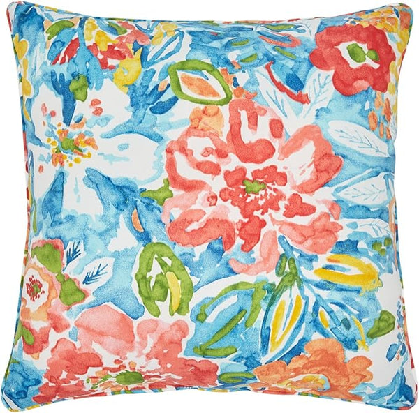 BrylaneHome 20" Square Throw Pillow - Patio & Outdoor - Water, Stain & Fade Resistant - Poppy Blue - Photo 1