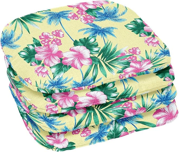 BrylaneHome Indoor/Outdoor Chair Pads (Set of 4) - 16" L x 15.6" W - Water, Stain & Fade Resistant - Banana Island - Photo 1