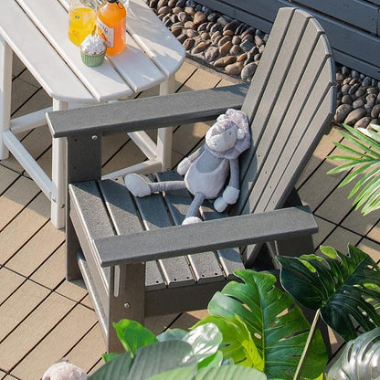 Giantex Adirondack Chair, Kids HDPE Patio Lawn Chair with Ergonomic Backrest for Deck, Porch, Backyard, Poolside, Indoor, Weather Resistance Toddler Outdoor Chair (1, Gray)