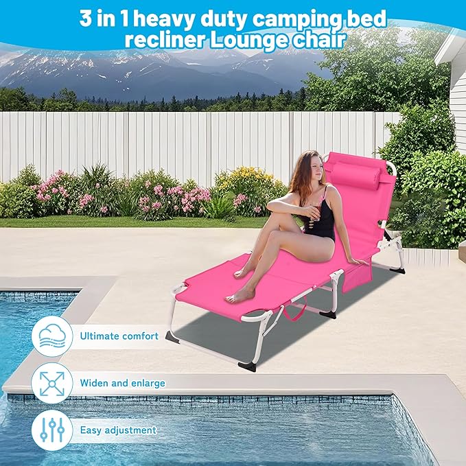 3-in-1 Oversized Sun Tanning Chair with Mat & Face Hole - Photo 6