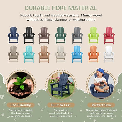 WestinTrends Malibu Kids Outdoor Adirondack Plastic Patio Chair (Set of 2), Navy Blue
