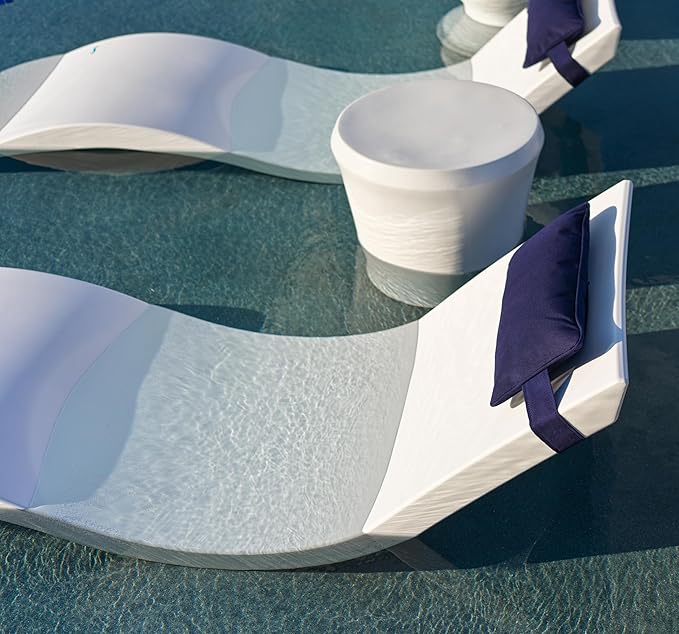 Ledge Lounger Signature Chaise Set of 2 + Affinity Side Table – in Pool Lounger Designed for Shallow Shelves Up to 9” – - Photo 7