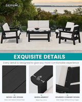 SERWALL HDPE Patio Furniture Set, 5 Piece All Weather Wood-Like Sectional Outdoor Furniture Set - Photo 4