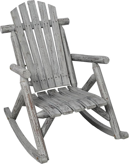 Ergonomic Fir Wood Porch Rocking Chair for Outdoor Relaxation and Garden Lounging with Heavy-Duty Support and Smooth Gliding Motion