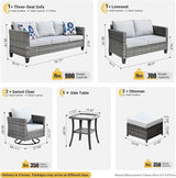 ovios Patio Furniture Set, 7 Pieces Outdoor Wicker Sofa Couch with Swivel Rocking Chairs Loveseat Comfy Cushions Rattan - Photo 8