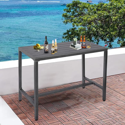 Outdoor Patio Counter Height Bar Table, 47" Rectangle for Patio, Garden, Yard, Balcony, Poolside (Grey, 47'')