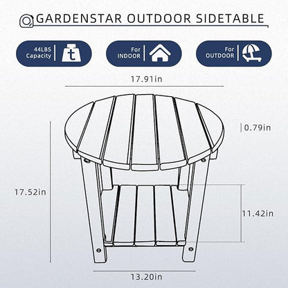 Adirondack Round Outdoor Side Table 2-Tier Storage Patio Side Table, HDPE End Tables for Backyard Pool Porch Garden Lawn (Blue)