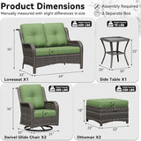 6 Piece Outdoor Wicker Patio Furniture Set, Outdoor Swivel Rocker Patio Chairs Set with Thickened Olefin Cushions - Photo 2