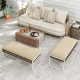 HAPPYGRILL Patio Rattan Loveseat Bench Ottoman, 43 Inch Outdoor Seat with Metal Legs & Seat Cushion - Photo 5