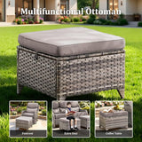 3PCS Patio Furniture Sofa Set with 6" Thick Cushions, High Back Wicker Sectional Outdoor Sofa with Ottomans - Photo 8