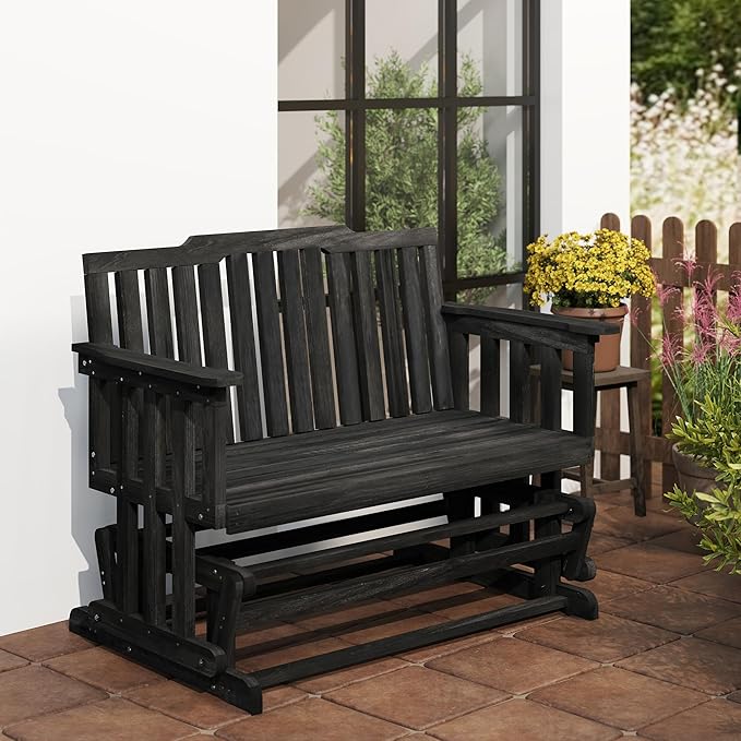 Outsunny 2-Person Patio Swing Glider Bench with Quick Drying Design and Wide Armrest - Photo 9