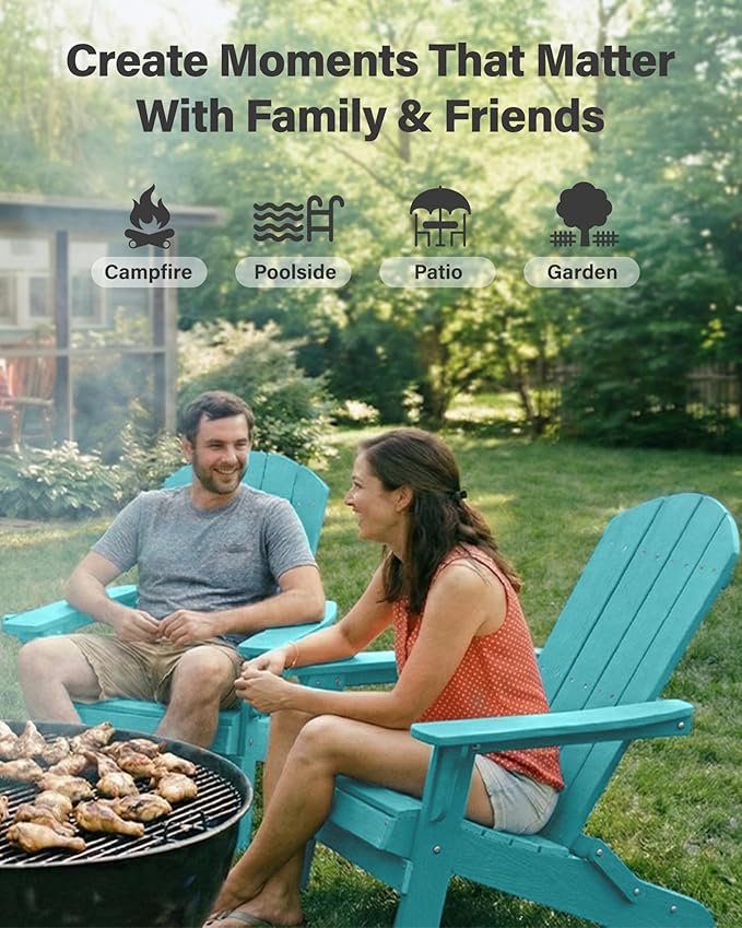 YEFU Adirondack Chair, Oversized Plastic Adirondack Chair Folding Outdoor Chairs with Cup Holder - Photo 9