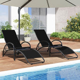 Giantex 2-in-1 Outdoor Rocking Chairs of 2, Convertible Lounge Chair with 4-Position Adjustable Backrest - Photo 2