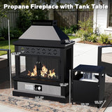 Outdoor Aluminum Furniture Set, 4-Piece Patio Conversation Set, 2 Chairs, 1 Sofa and 1 Fireplace - Photo 3