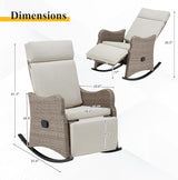 HOMREST Outdoor Recliners Set of 2, Wicker Recling Chairs with 150°Adjustable Back - Photo 2