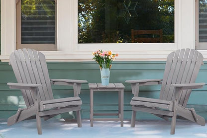 Wooden Folding Adirondack Chair Set of 2, Half Pre-Assembled Outdoor Wood Patio Lounge Chair for Lawn Backyard Deck Pool Beach Firepit