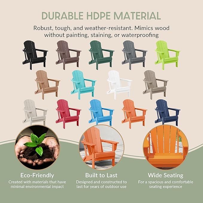 WestinTrends Malibu 2 Piece Set Outdoor Folding Poly Adirondack Chair, Orange