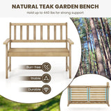 Tangkula Outdoor Teak Wood Garden Bench, 2-Person Patio Bench with Backrest and Armrests - Photo 8