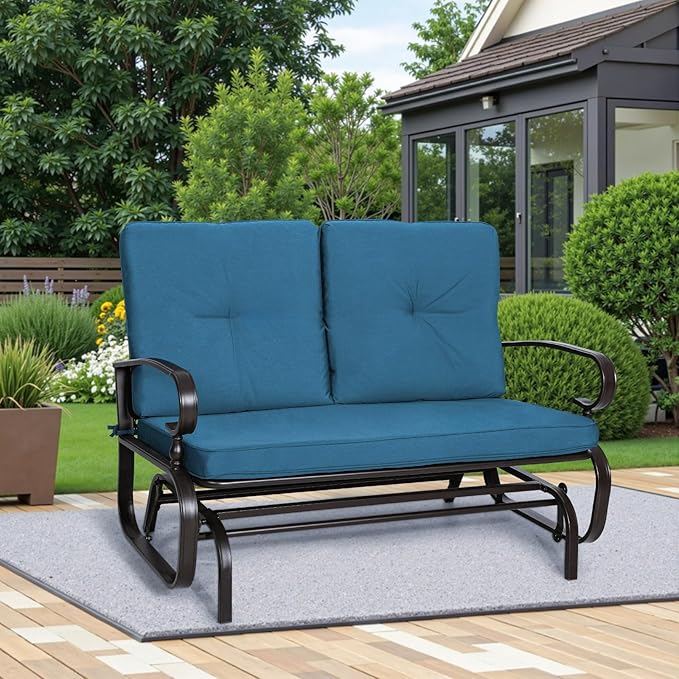 Incbruce Outdoor Swing Glider Rocking Chair Patio Bench for 2 Person - Photo 7