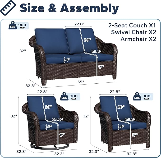 5 PCS Outdoor Conversation Set - Photo 2
