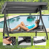 HOMREST 3 Seat Outdoor Porch Swing with 1.5" Deepened Cup Holder, Adjustable Canopy, Patio Swing Bed with Stand - Photo 3
