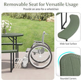 Giantex Picnic Table Bench Set for 4-8 Person, Round 37” Outdoor Dining Table w/Umbrella Hole, HDPE Tabletop - Photo 7