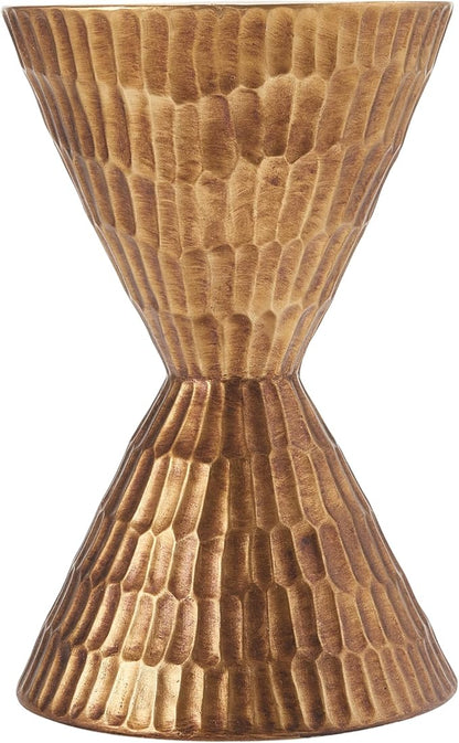 Christopher Knight Home Dari 21"H Lightweight Concrete Outdoor Side Table, Hourglass Shaped Patio End Table Geometric Patterns, MGO Outdoor Coffee Table, No Assembly Garden Plant Stand Indoor, Copper