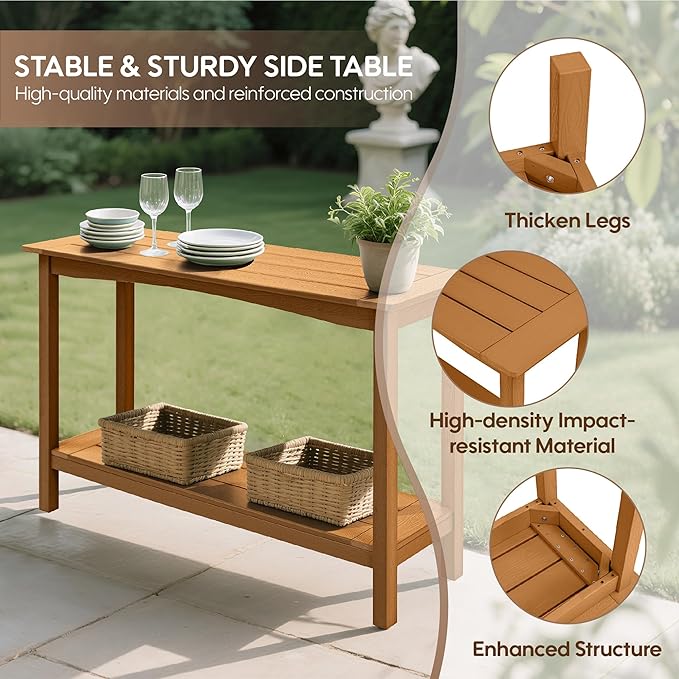 Outdoor Console Table, 48'' 2-Shelf SideTable Indoor/Outdoor Use - Photo 5