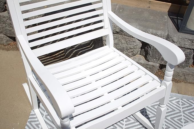 Pebble Lane Living All Weather Indoor/Outdoor Exclusive Elegant Hardwood Porch Rocking Rocker Chair : 34.25" L x 24.5" W x 42.25" H, White