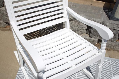 Pebble Lane Living All Weather Indoor/Outdoor Exclusive Elegant Hardwood Porch Rocking Rocker Chair : 34.25" L x 24.5" W x 42.25" H, White