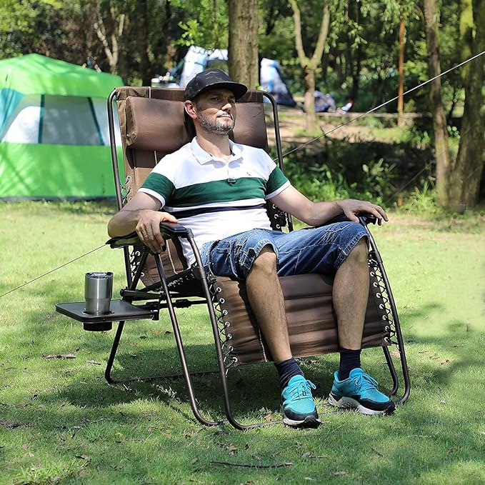 TIMBER RIDGE Oversized Zero Gravity Chair, 33In Wide XXL Zero Gravity Reclining Chair with Side Table - Photo 10