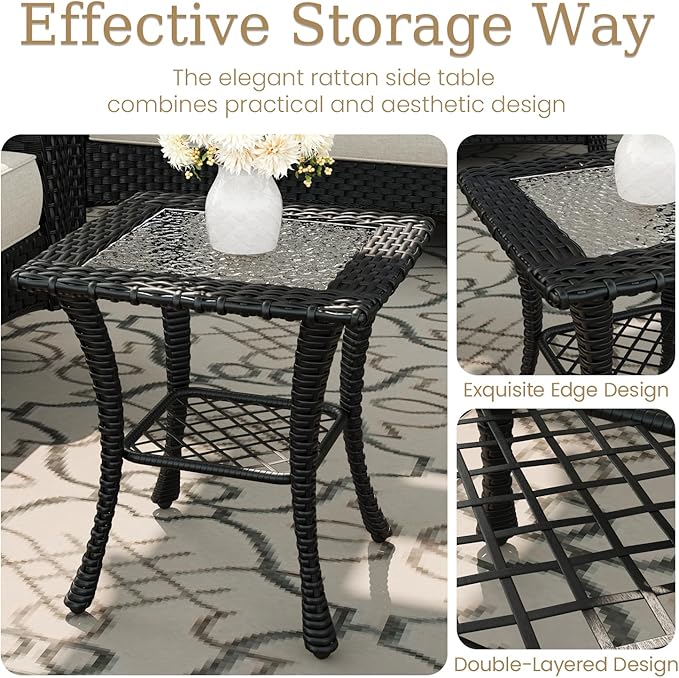 6 Piece Patio Furniture Set, All-Weather Wicker Outdoor Conversation Set with Swivel Rocking Chair and 6 Inch Thick - Photo 7