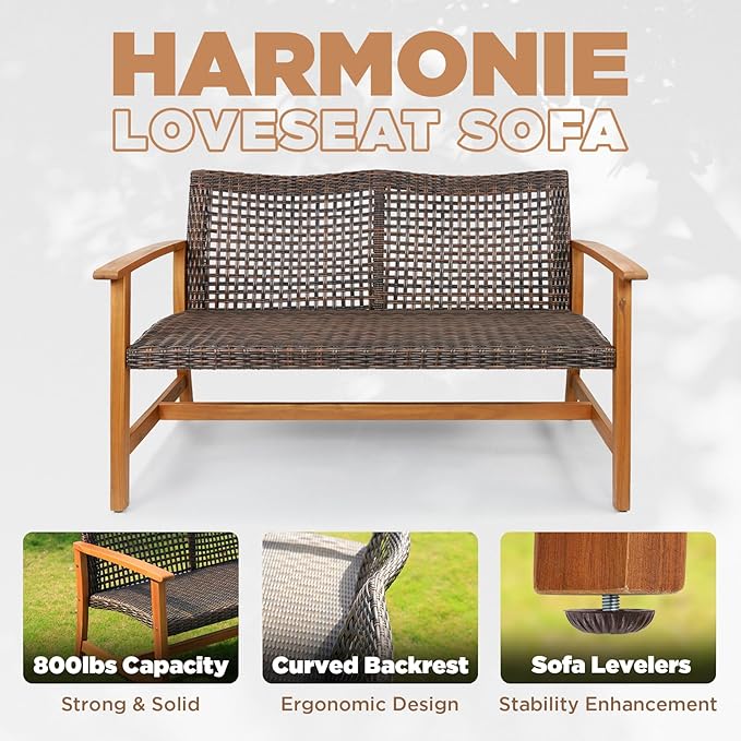 IDZO Harmonie 800lbs Capacity Outdoor Loveseat Furniture - Photo 5
