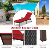 COSTWAY PE Rattan Lounge Chair Outdoor, Patio Wicker Chaise Lounge with 5-Position Adjustable Backrest - Photo 5