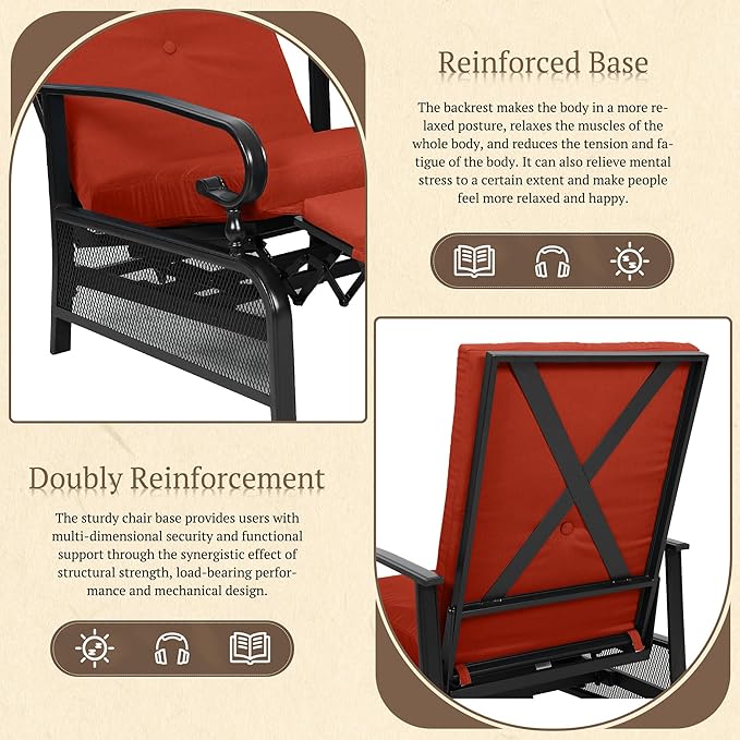 Oakcloud Adjustable Outdoor Lounge Chair Metal Patio Relaxing Recliner Chair Set with Bistro Table and Removable - Photo 5