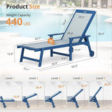 LUE BONA Chaise Lounge Chair Outdoor, HDPS and HDPE Wicker Chaise Lounger with 5 Positions - Photo 2