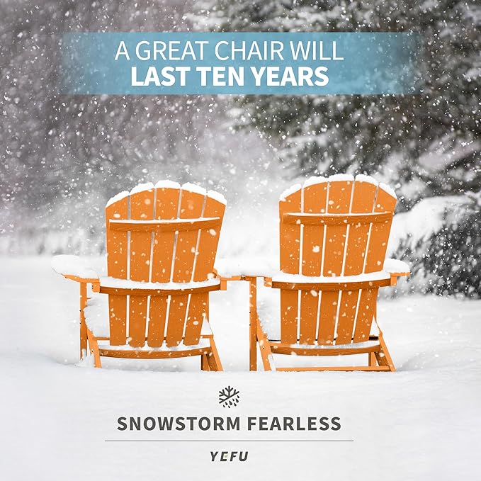 YEFU Adirondack Chairs Set of 8: Plastic Adirondack Chairs - Patio Chairs with Wood Texture - Outdoor Chair HIPS - Lawn - Photo 4