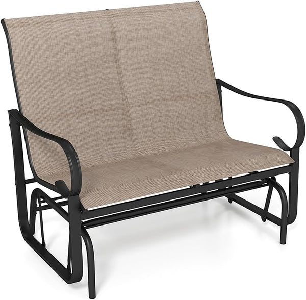 Tangkula Patio Gilder Bench, 2-Person Fabric Rocking Chair with High Backrest - Photo 1
