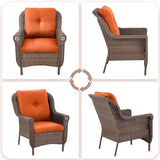 Patio Wicker Chairs Outdoor Furniture Chair - Set of 2 Outside All Weather Lawn Dining Brown Rattan Armchair with High - Photo 5