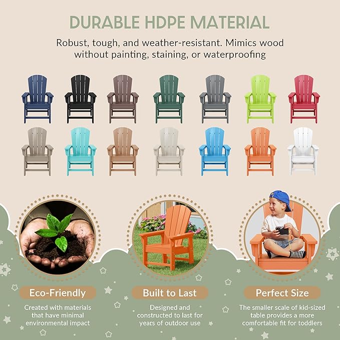 WestinTrends Malibu Kids Outdoor Adirondack Plastic Patio Chair (Set of 2), Orange