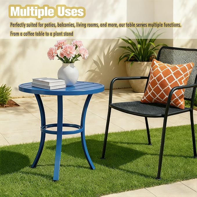 Outdoor Side Tables, Weather Resistant Iron Patio End Table - Photo 4