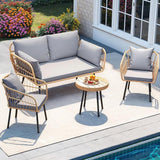 DWVO Patio Furniture Set 4 Pieces Boho Wicker Bistro Set - Photo 1