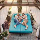 RADIATA 51.2" Outdoor Loveseat Sofa Bed, PE Wicker Patio Daybed with 2-Person Double Chaise Lounge - Photo 3