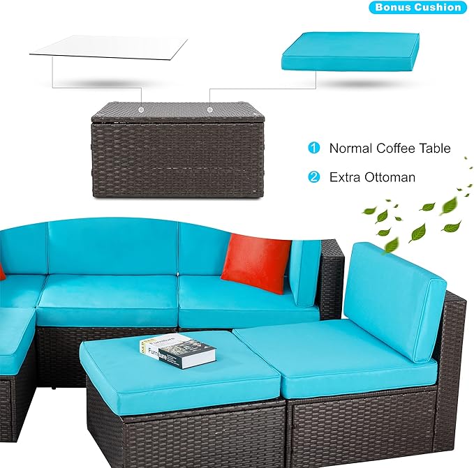 Vongrasig 6 Piece Patio Furniture Set, Small Outdoor Sectional Sofa Couch - Photo 4
